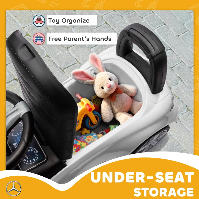 Qaba Mercedes-Benz C-Class Licensed Kids Ride On Car, Foot-to-Floor Toy with Anti-Tip Design, Horn & Start Sound, White