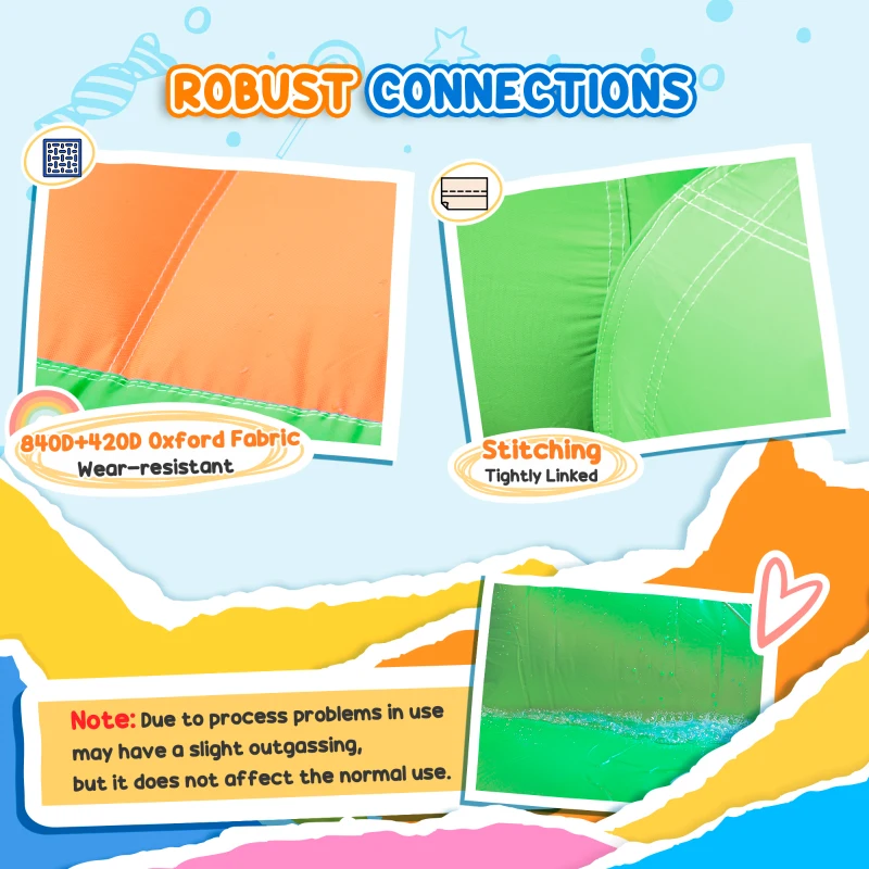 Outsunny 5 in 1 Inflatable Water Slide, Crocodile Style Water Park Bounce House Castle with Slide, Pool, Hoop, Water Cannon, Climbing Wall, Include Air Blower