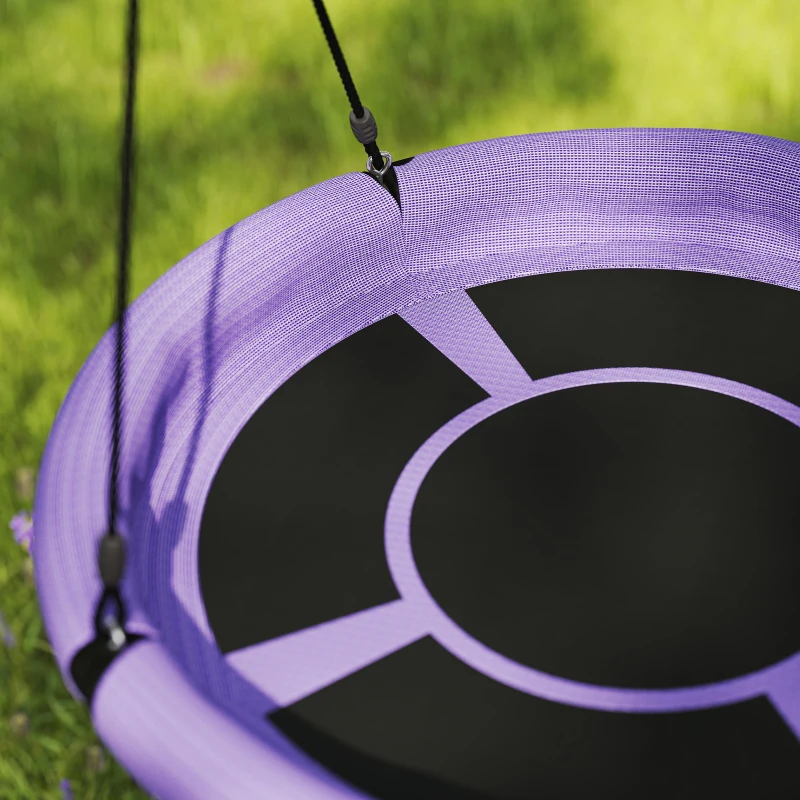 Qaba 100cm Diameter Nest Seat for Kids with Height Adjustable Hanging Ropes for Outdoor, Playground, Garden, Purple