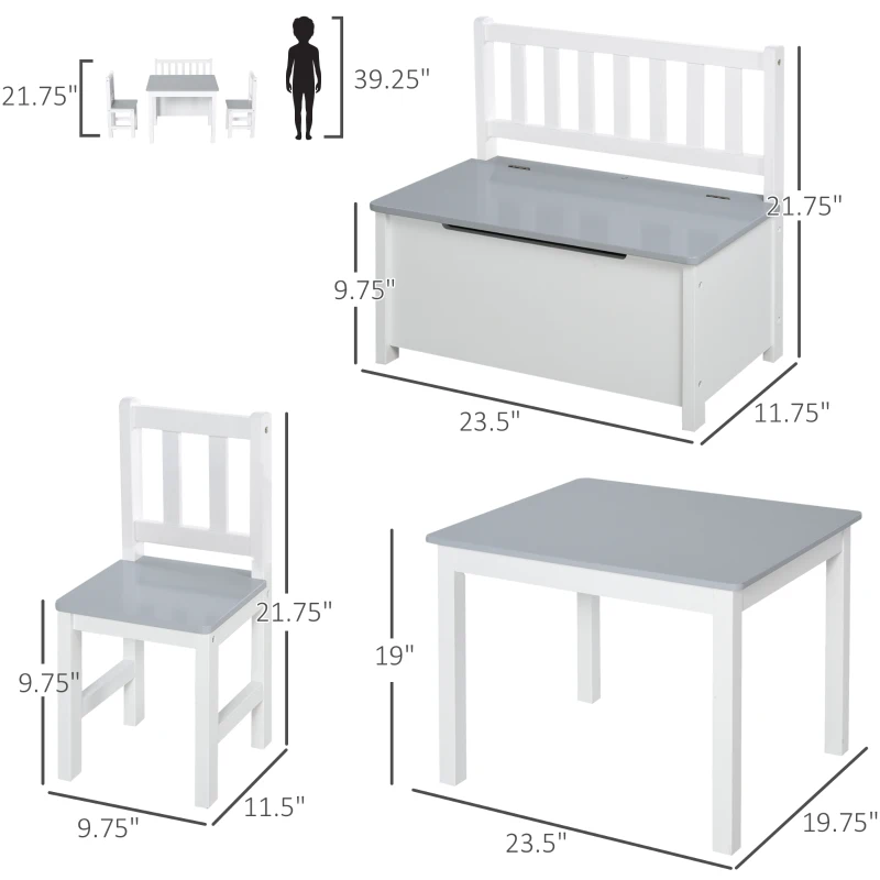 Qaba 4-Piece Kids Table and Chair Set with Storage