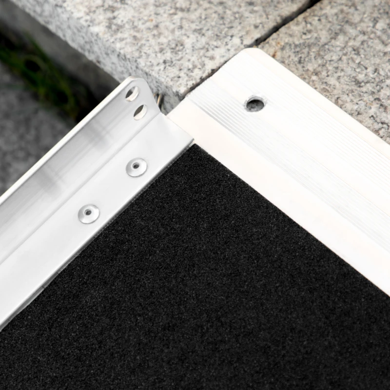 HOMCOM Wheelchair Ramp 2FT, Folding Aluminum Threshold Ramp with Non-Slip Surface, Transition Plates, 600lbs Weight Capacity, Handicap Ramp for Home, Doorways, Curbs, Steps