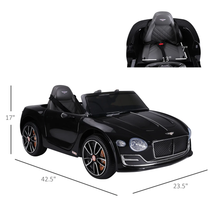 Aosom Electric Toy Car 12V Licensed Bentley EXP12 Electric Vehicles w/ Parent Remote Control, Black