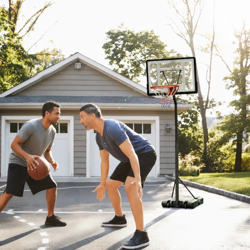 Soozier Portable Basketball Hoop System Stand with Backboard, Wheels, Height Adjustable 8FT-10FT for Outdoor Use, Black
