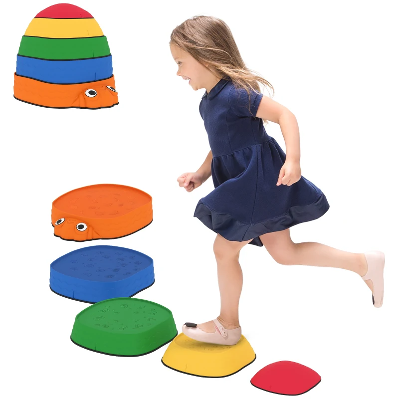 Qaba Ladybug Balance Stepping Stones for Promoting Balance Coordination and Strength, Outdoor & Indoor Obstacle Course