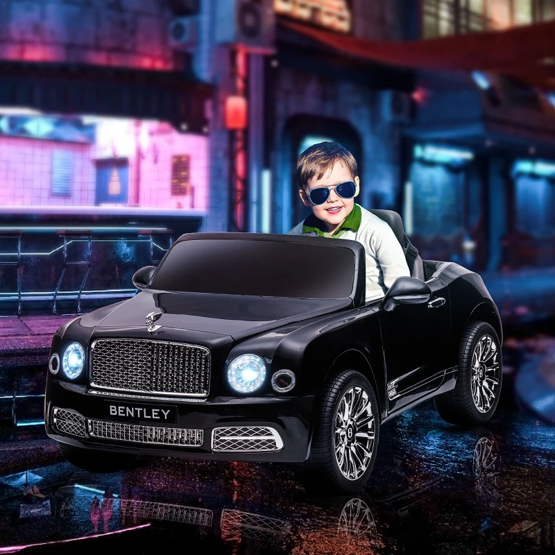 Aosom Bentley Mulsanne 12V Ride on Car, Battery Powered Car with Remote Control, Suspension, Startup Sound, LED Lights, MP3, Horn, Music, Forward and Backward, 2 Motors, Black