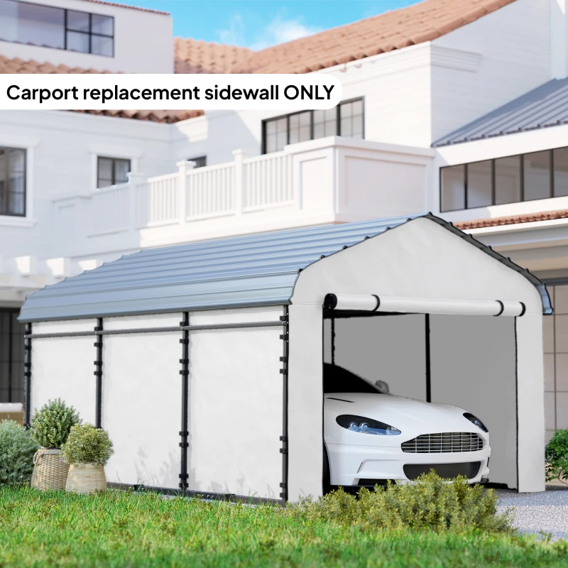 Outsunny Carport Replacement Sidewall Panel for 12' x 20' Carports, UPF50+ Waterproof Replacement Side Wall Cover, White