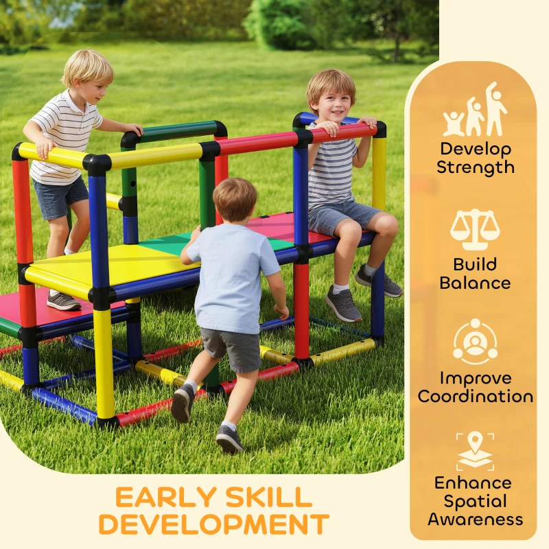 Qaba Kids Climbing Structure, Toddler Climbing Toys with Slide and Platform, Play Gym for Ages 1-6 Years, Mixed Colour
