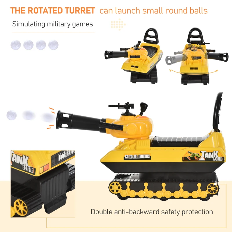 HOMCOM NO Power 3 in 1 Ride-on Construction Tank with Shooting Gun, Sliding Puch Car and Toddler Walking Car with Storage Seat