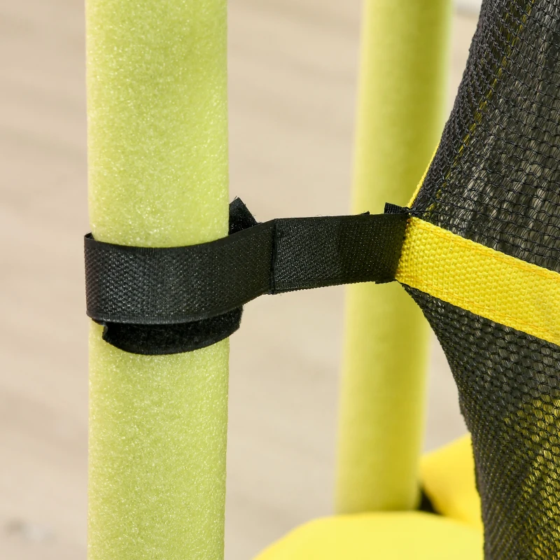 Qaba 4.6' Trampoline for Kids with Safety Enclosure & Ball Pit, Yellow
