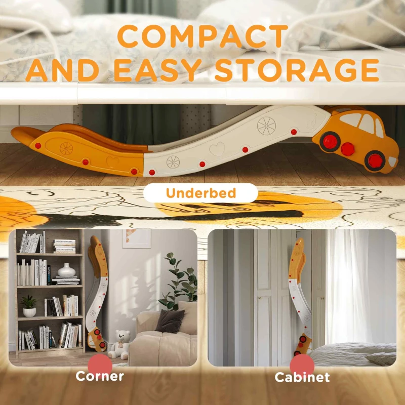 Qaba Extra Length Toddler Slide for Bed, Sofa, Easy to Assemble, Yellow
