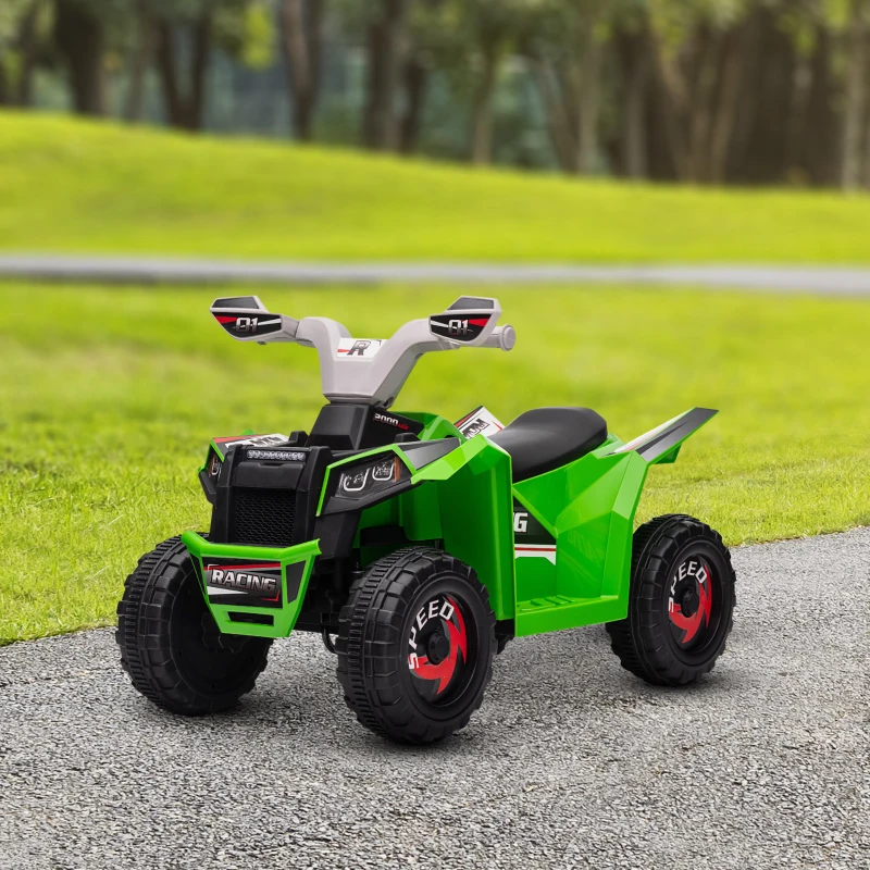Aosom 6V Electric Toy Car with Forward Backward, Wear-Resistant Wheels for Ages 18-36 Months, Green