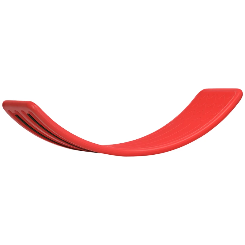 Qaba 32.3" Balance Board, Wobble Board Kids Curvy Rocker Board, Ended Preschool Learning Montessori Waldorf Toy, Red