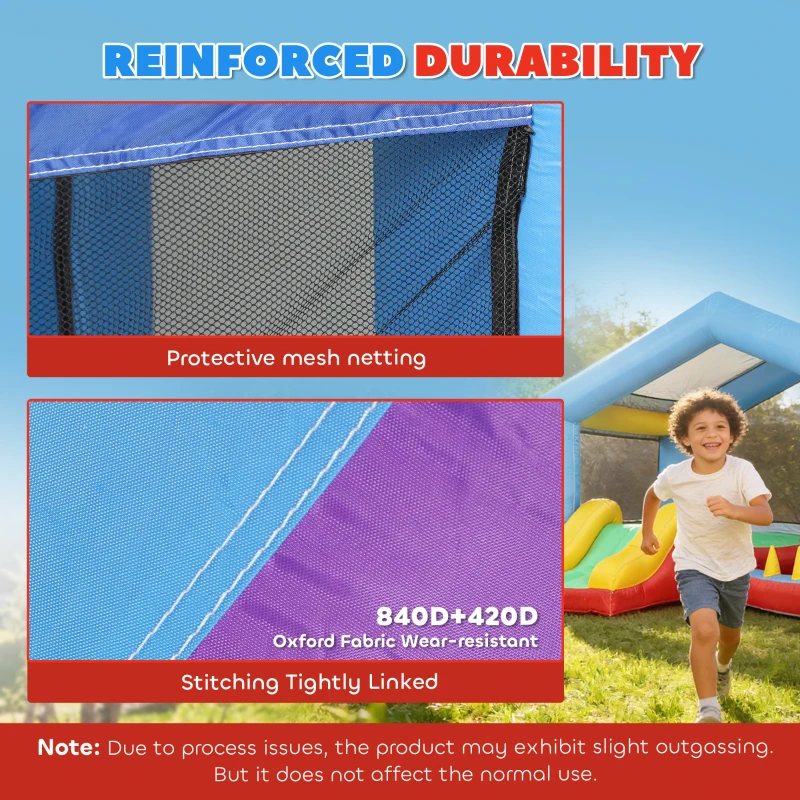 Qaba Bouncy Castle for Kids, Inflatable Bounce House with Slide, Ball Pit, Ring Toss Game, Sunshade and Blower