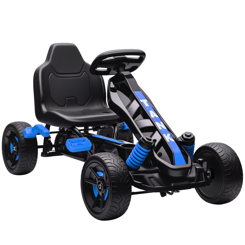Qaba Kids Pedal Go Kart, Ride on Toy with Automatic Clutch, Brake, Non-Slip EVA Tires for Boys Girls 3-6 Years, Blue