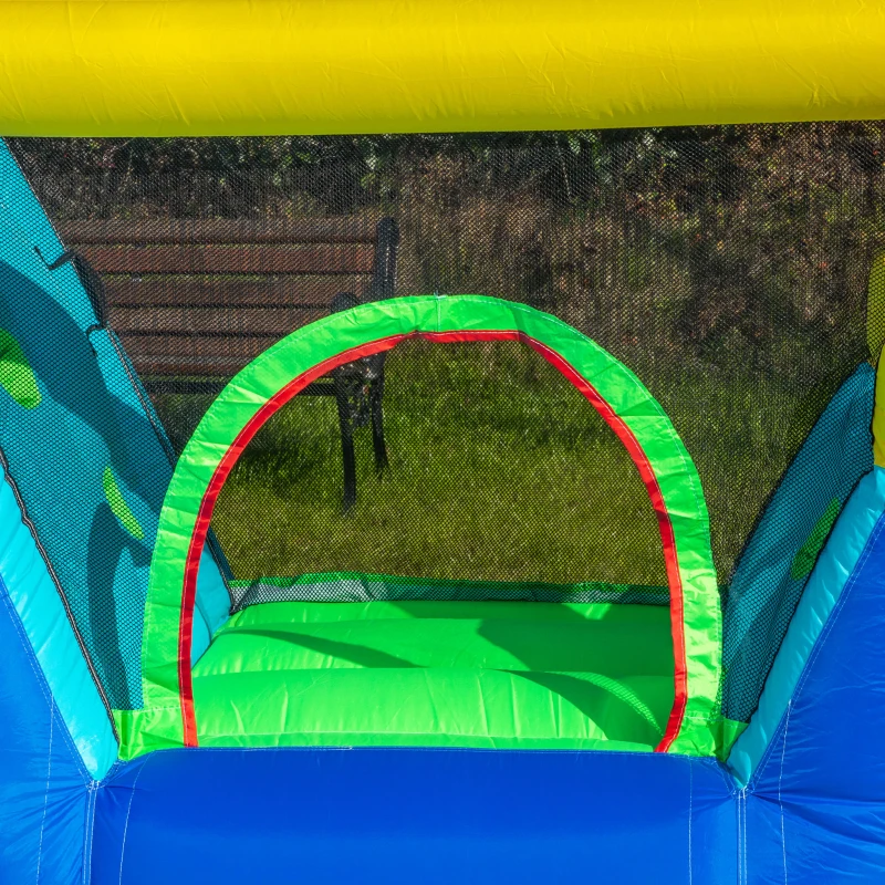 Outsunny 5-in-1 Inflatable Water Slide Kids Bounce House Water Park Jumping Castle Includes Trampoline Slide Water Pool Cannon Climbing Wall with Carry Bag, Repair Patches, 450W Air Blower
