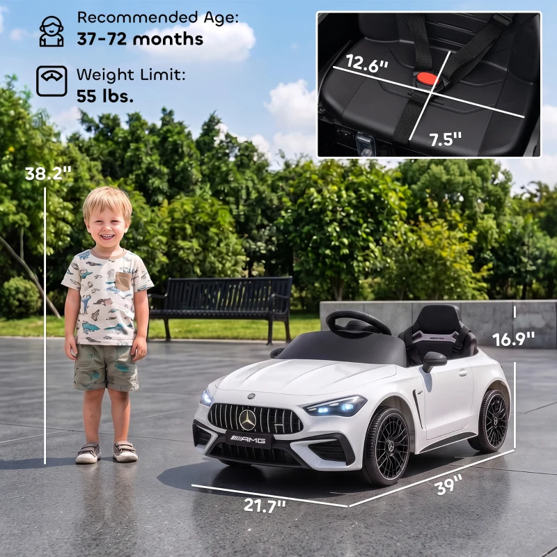 Qaba 12V Electric Car for Kids Licensed Mercedes AMG CLE 53 with Remote, Suspension, Lights, Music for 37-72 Months, White