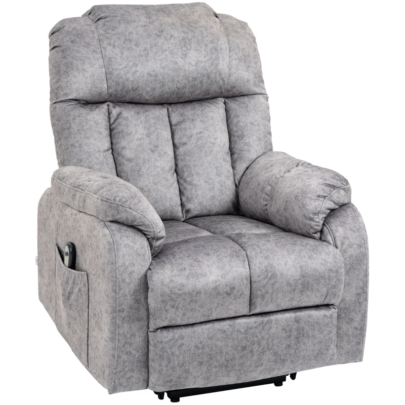 HOMCOM Lift Chair for Elderly Power Lift Recliner Chair with Side Pocket and Remote Control for Living Room Gray
