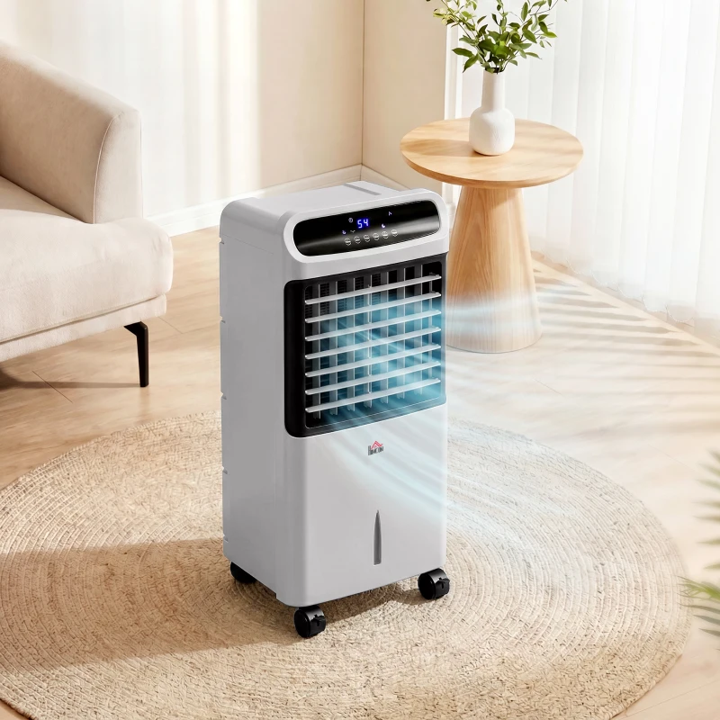 HOMCOM 3-In-1 Ice Cooling Fan, Mobile Evaporative Air Cooler with Remote, Timer, Oscillating for Home Office, Bedroom, Gray