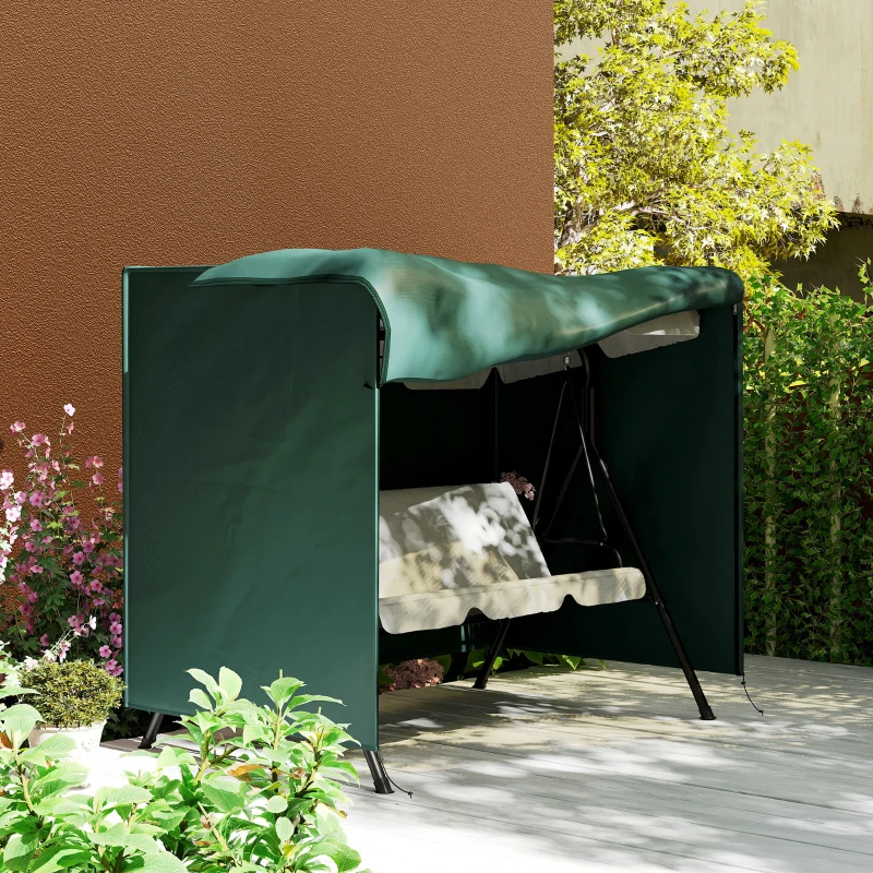 Outsunny Outdoor Patio Hammock Porch Swing Cover with UV, Water, & Dust Fighting Material, 81" x 49" x 65", Dark Green