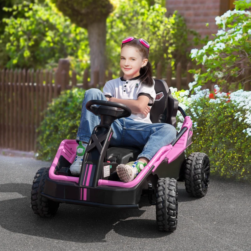 Qaba 24V Kids Electric Car Battery Powered Kids Ride on Car with Remote Control, Spring Suspension, Music, Pink