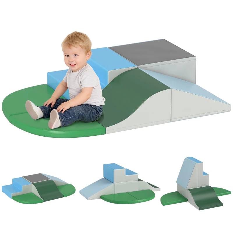 Qaba 6-Pieces Foam Climbing Blocks for Toddlers 1-3 Years, Soft Play Set for Climb and Crawl, Contemporary