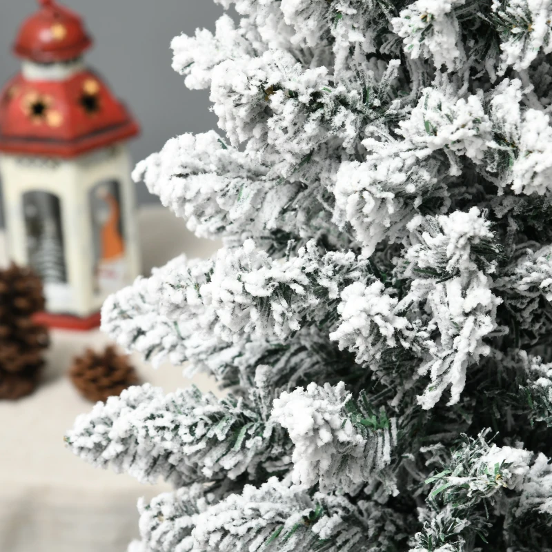 HOMCOM 5ft Pencil Christmas Tree, Slim Artificial Christmas Tree with Realistic Branches and Warm White LED Lights, Green