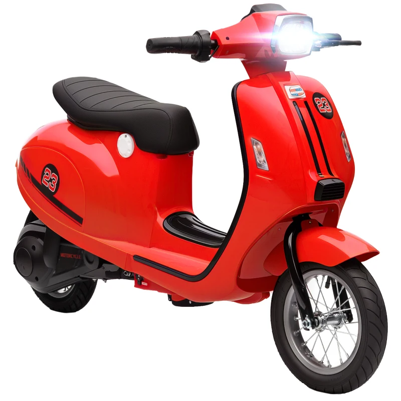 Qaba 24V Kids Motorcycle with 3-Speed, Electric Motorcycle with Rear Suspension and LED Lights for 8-12 Years Old, Red