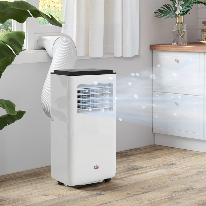 HOMCOM 10,000 BTU Moible Air Conditioner 440 Sq. Ft., Dehumidifier Fan Auto Sleep with 24H Timer On/Off, Window Kit, White