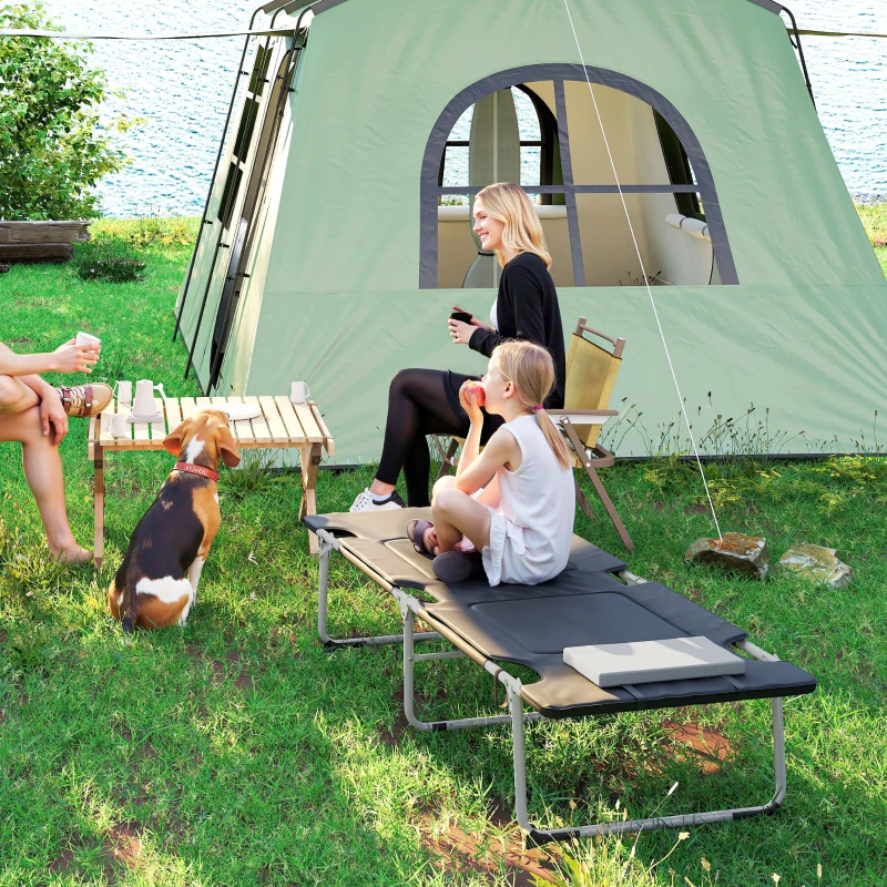 Outsunny Folding Camping Cot Sleeping Beds for adults Office Outdoor Hiking Portable, Black