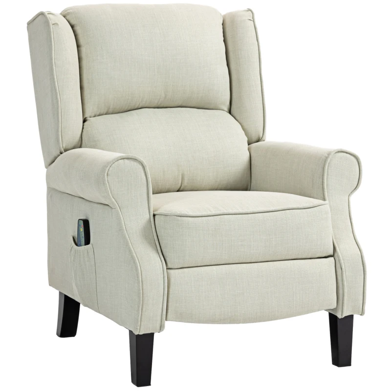 HOMCOM Vibrating Massage Recliner Chair with Heat, Wingback Push Back Reclining Chair for Living Room, Beige