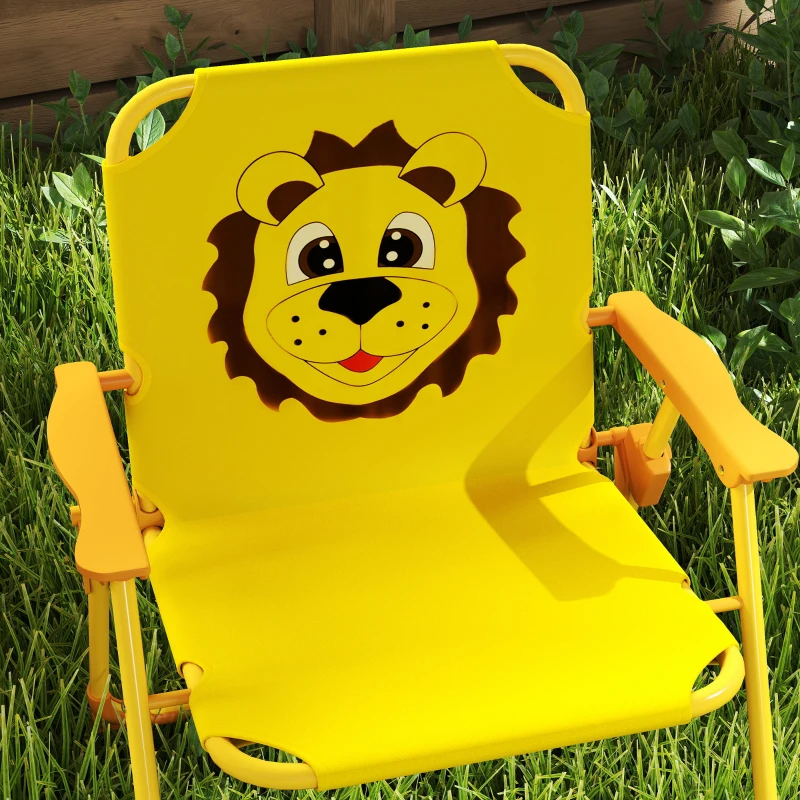 Qaba Kids Picnic Table and Chair Set, Outdoor Activity Table with Foldable Chairs, Height Adjustable Umbrella, Yellow