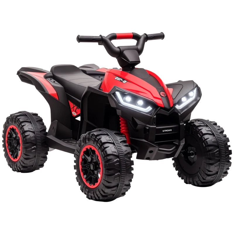 Aosom Kids 4 Wheeler Quad with Music, Headlights, High & Low Speed, Kids ATV for 3-5 Years Old Boys & Girl, Red