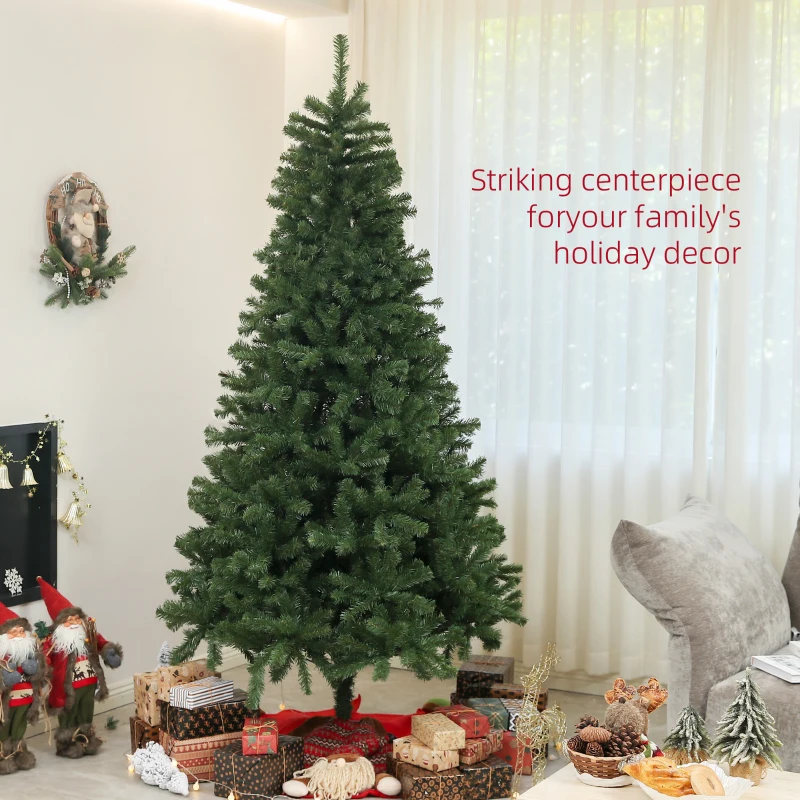 HOMCOM 7.5ft Artificial Christmas Trees with 1346 Branch Tips, Auto Open and Steel Base, Green
