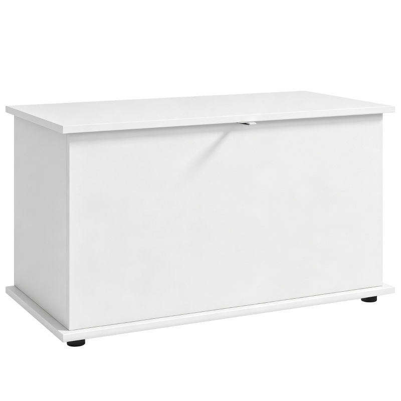 HOMCOM 31.5" Lift Top Storage Chest with Safety Hinge, Storage Box Organizer with Flip-Top Lid for Bedroom, White