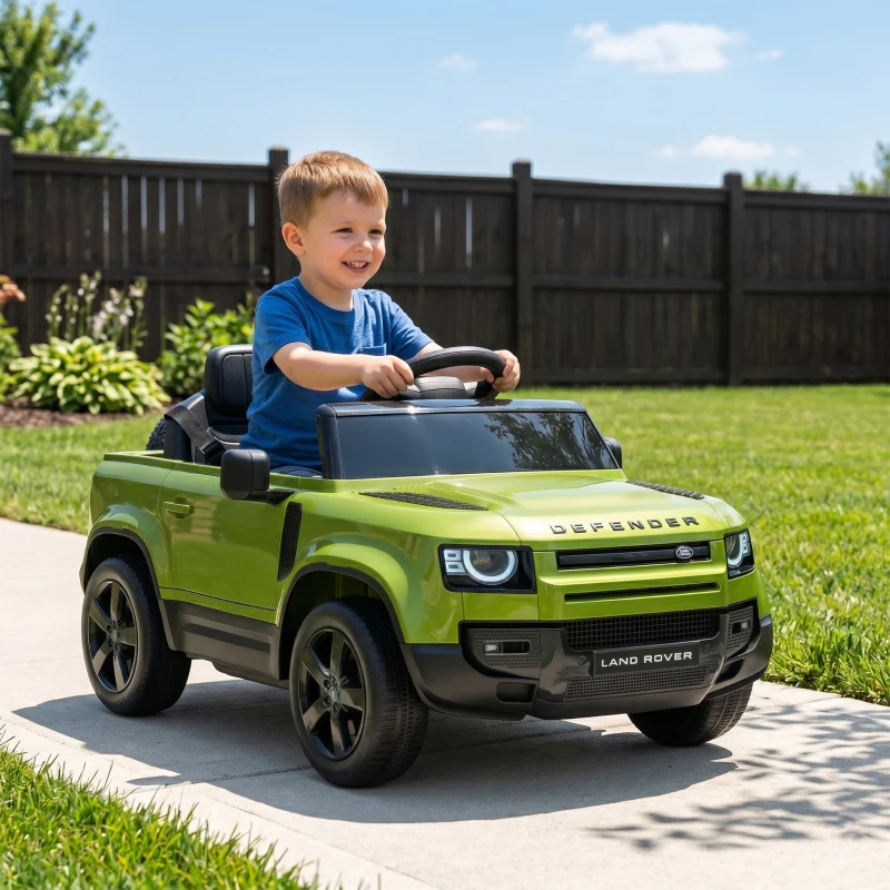 Qaba 12V Ride on Car Licensed Land Rover with Remote, Suspension, Slow Start, 3 Speeds, Lights, Music, Horn for 3-5, Green
