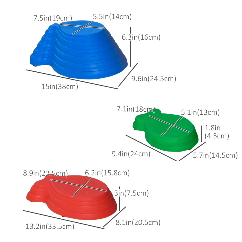 Outsunny 8pcs Balance Stepping Stones for Kids, Fish Style Non-slip Obstacle Course, Larger Size Stackable Balance Blocks Indoor Outdoor