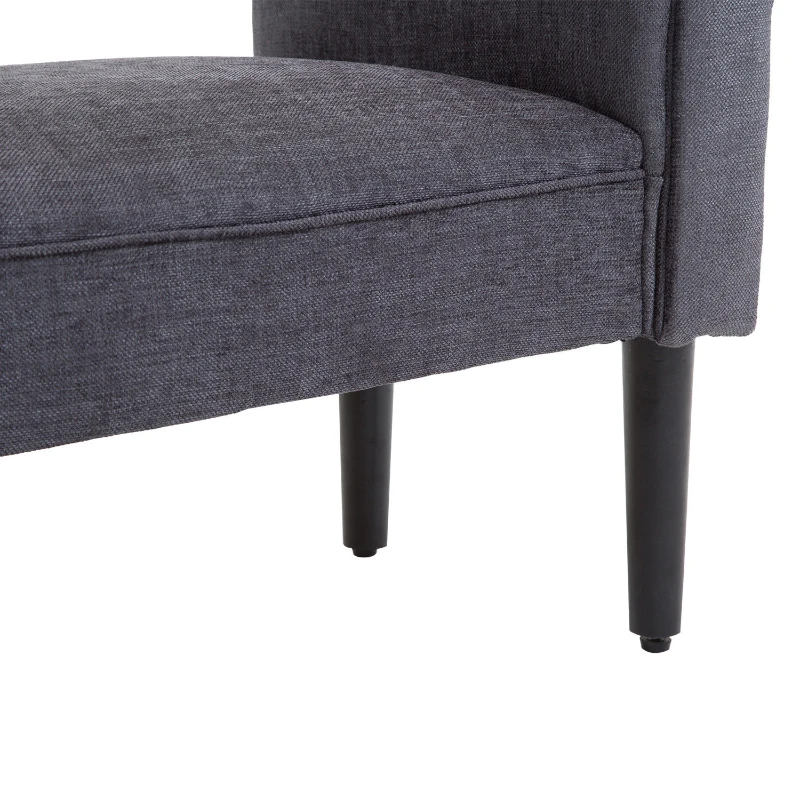 HOMCOM 52" End of Bed Bench, Linen Upholstered Ottoman Bench, Bedroom Entryway Bench With Armrests, Dark Gray