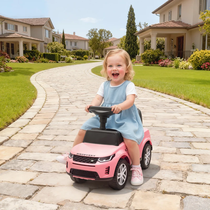 Qaba Licensed Land Rover Ride on Push Car with Anti-Tip Device, Under-Seat Storage, Horn, Engine Sounds for 18-36 M, Pink