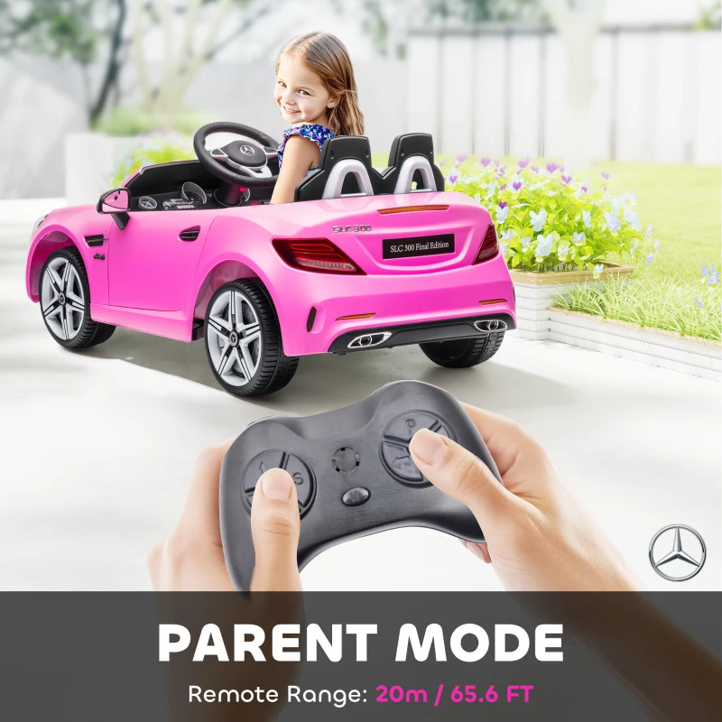 Aosom 12V Ride On Car with Parent Remote Control Two Motors Music Lights Suspension Wheels for 3-6 Years Pink