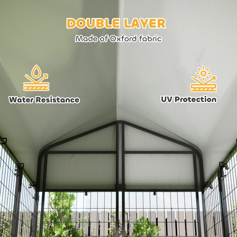 PawHut Outdoor Dog Kennel with Roof, 6' x 4' x 6' Heavy Duty Welded Wire Dog Playpen Enclosure with Escape-proof Lock