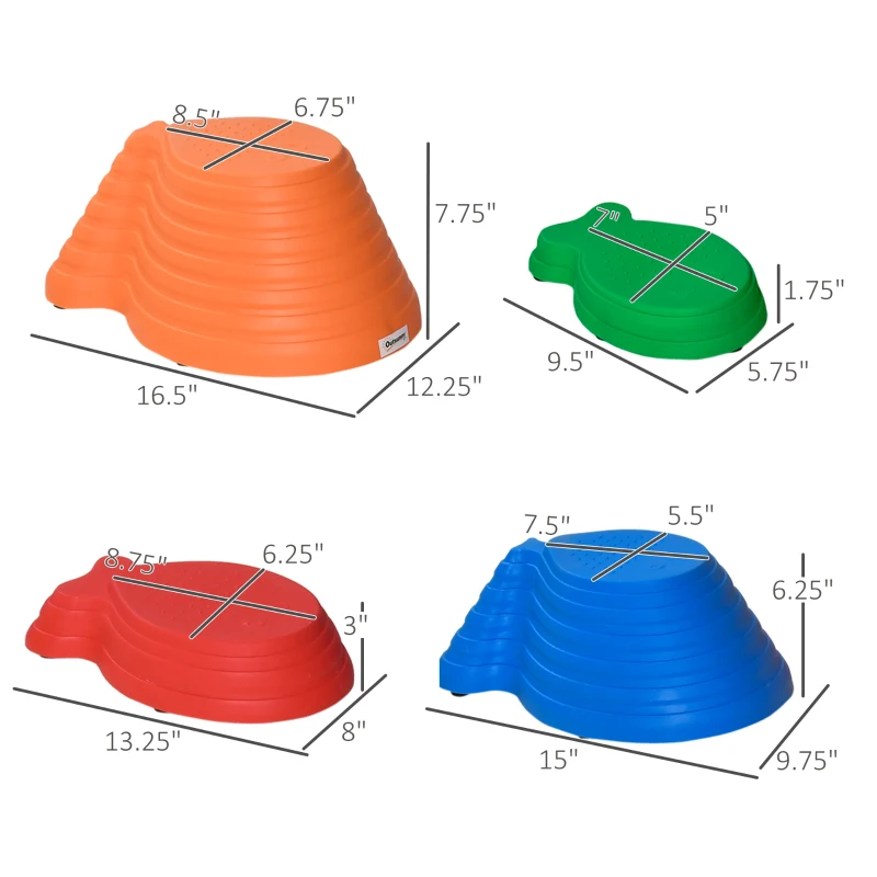 Outsunny 11pcs Balance Stepping Stones for Kids, Fish Style Non-slip Obstacle Course, Larger Size Stackable Balance Blocks Indoor Outdoor