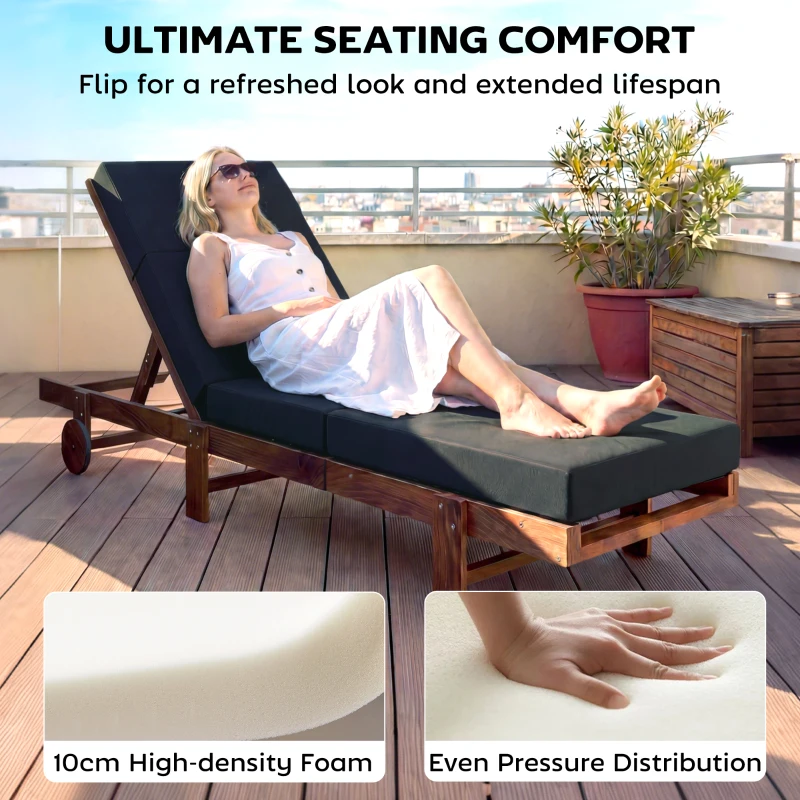 Outsunny Set of 2 Chaise Lounge Cushion, 4" Thick Outdoor Lounge Chair Cushions with Ties for Patio, 21" x 72", Gray