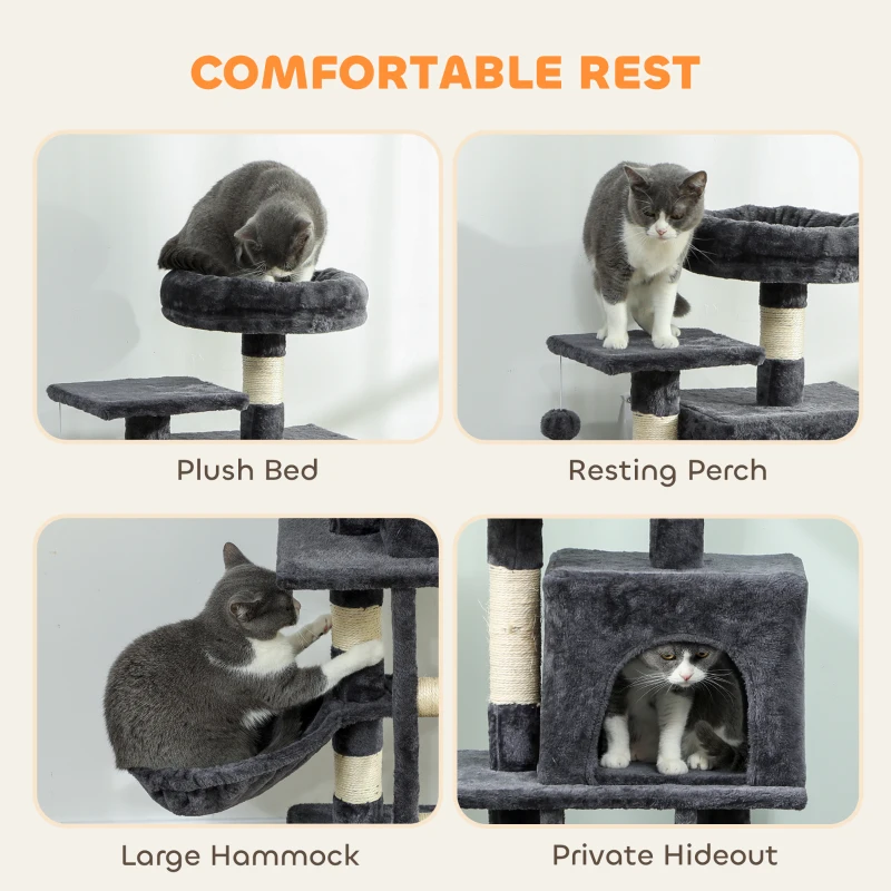 PawHut 52 Inch Large Cat Tree for Indoor Cats, Dark Grey