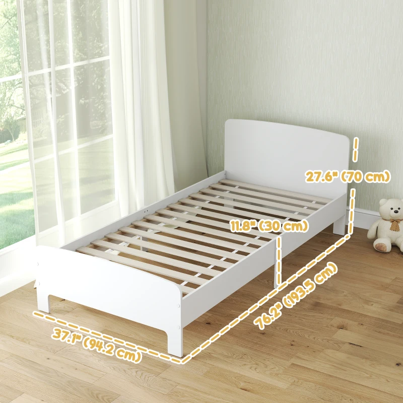 Qaba Bed Frame for Girls and Boys, Bedroom Furniture, White