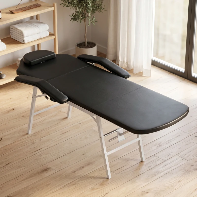 HOMCOM Portable Massage Table, Foldable Massage Bed, Black