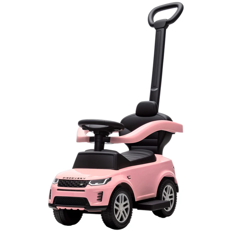 Qaba Land Rover Discovery Licensed 2-in-1 Ride On Push Car with Removable Parent Handle, Under-Seat Storage, Pink