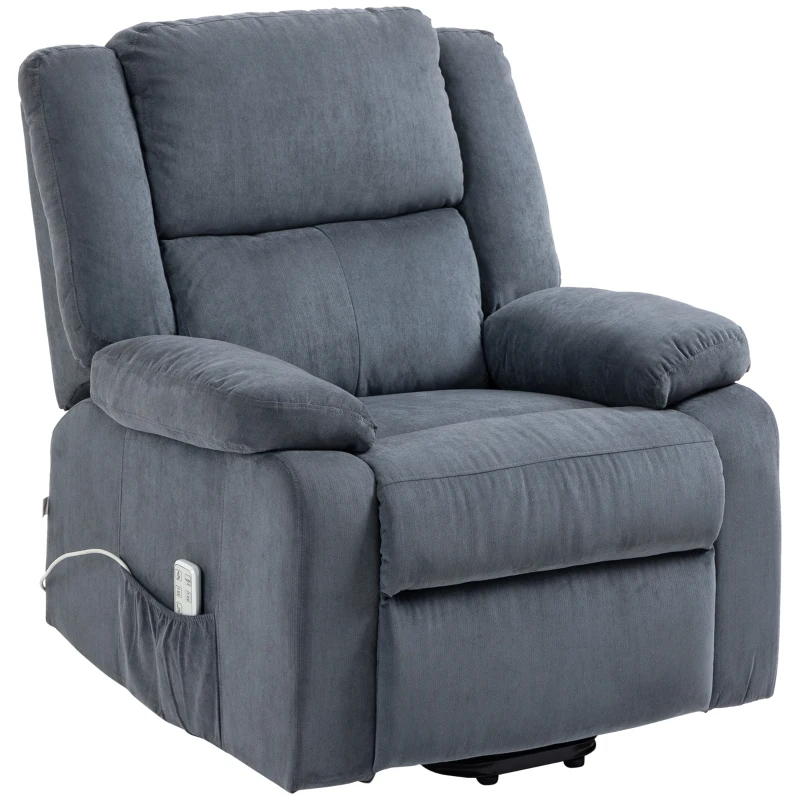 HOMCOM Electric Power Lift Recliner Chair for Elderly with Zero Gravity and Removable Upholstered Armrests, Reclining Chair with Remote Control, Side Pockets, Grey