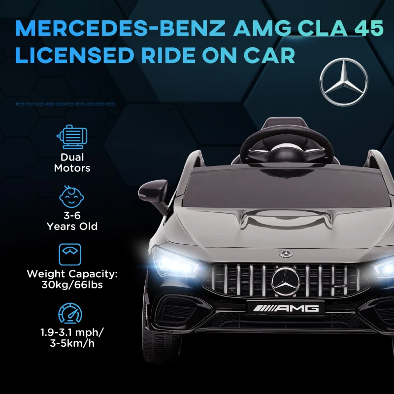 Qaba Mercedes-Benz AMG Licensed 12V Kids Ride on Car with Remote Control, Rear Suspension, LED Lights, Music, Black