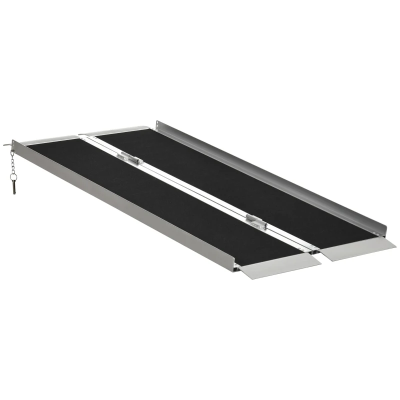 HOMCOM 5' Skidproof Portable Wheelchair Ramp for Home, Steps, Doorways, Carpeted Foldable Handicap Ramp, Threshold Ramp