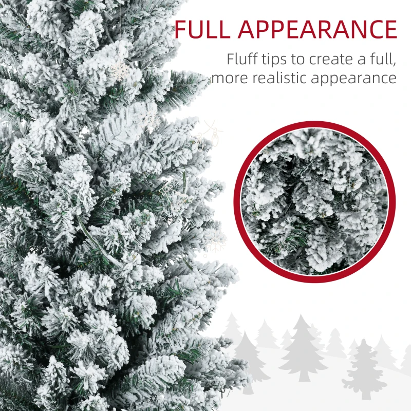HOMCOM 5ft Pencil Christmas Tree, Slim Artificial Christmas Tree with Realistic Branches and Warm White LED Lights, Green